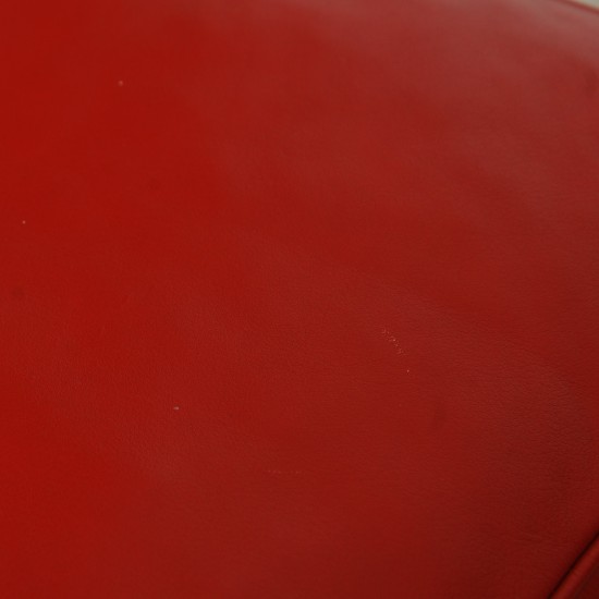 Børge Mogensen 2204 øreklapstol med skammel i rødt læder