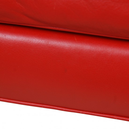 Børge Mogensen 2204 øreklapstol med skammel i rødt læder