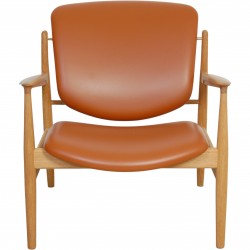 Finn Juhl France stol i cognac læder og eg