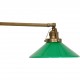 Vintage dobbeltarmet bordlampe i messing med grønne glasskærme