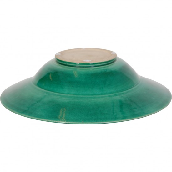 Herman Kæhler grønt keramisk fad, Ø:36 Cm 1930-1950