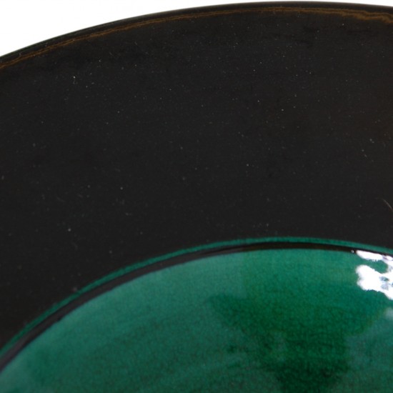 Herman Kæhler grønt keramisk fad, Ø:36 Cm 1930-1950