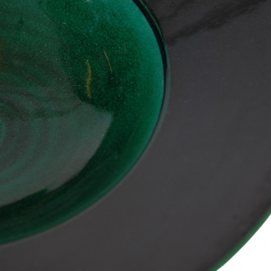 Herman Kæhler grønt keramisk fad, Ø:36 Cm 1930-1950