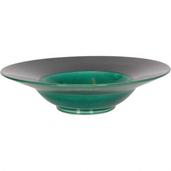 Herman Kæhler grønt keramisk fad, Ø:36 Cm 1930-1950