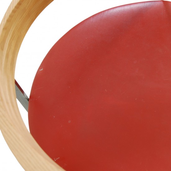 Poul Kjærholm PK11 stol i rødt læder 1984