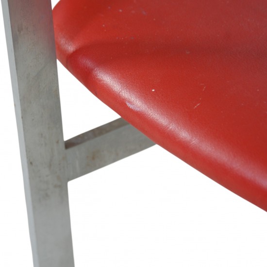 Poul Kjærholm PK11 stol i rødt læder 1984