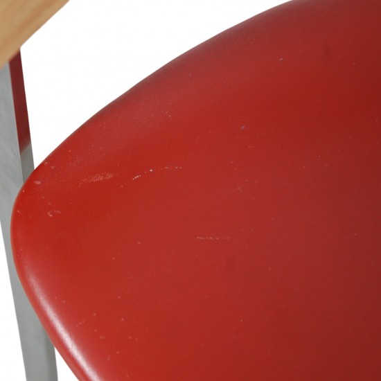 Poul Kjærholm PK11 stol i rødt læder 1984