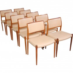 Sæt af 10 N.O Møller model 80 stole i palisander