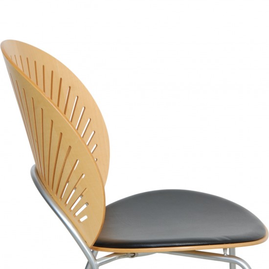 Nanna Ditzel Trinidad stol i bøg og sort læder