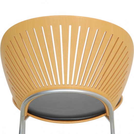 Nanna Ditzel Trinidad stol i bøg og sort læder