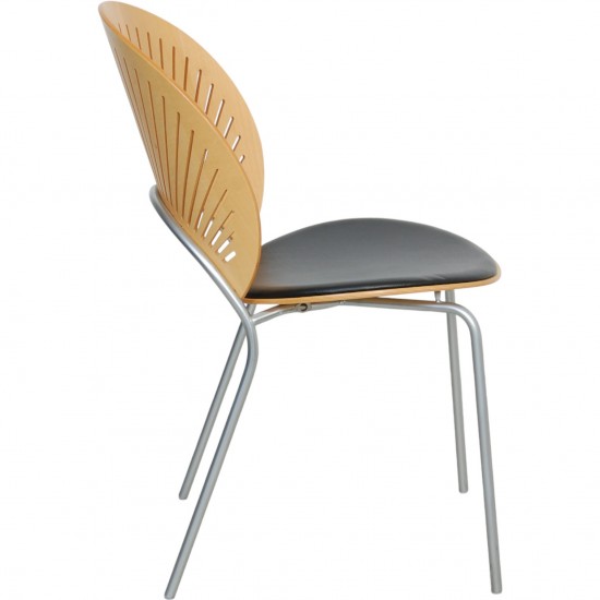 Nanna Ditzel Trinidad stol i bøg og sort læder