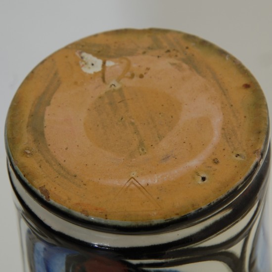 Herman Kæhler keramisk vase med blåt blomster motiv, H:27,5 cm, 1920'erne-1930'erne