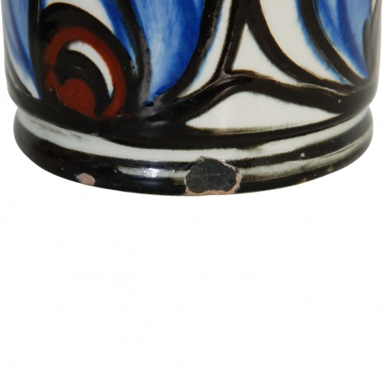 Herman Kæhler keramisk vase med blåt blomster motiv, H:27,5 cm, 1920'erne-1930'erne
