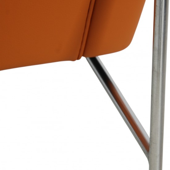 Arne Jacobsen 3301 Lufthavnsstol nybetrukket med Cognac bizon læder
