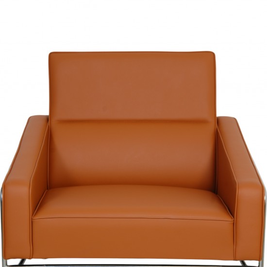 Arne Jacobsen 3301 Lufthavnsstol nybetrukket med Cognac bizon læder