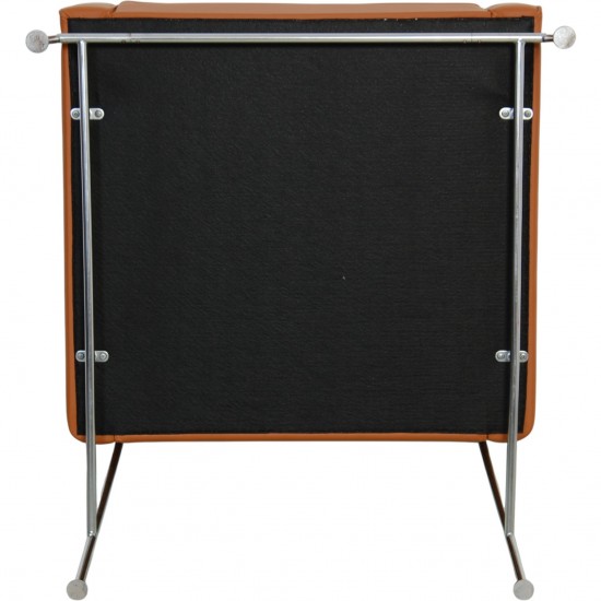 Arne Jacobsen 3301 Lufthavnsstol nybetrukket med Cognac bizon læder