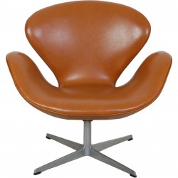 Arne Jacobsen vintage cognac Svane stol 1960'erne