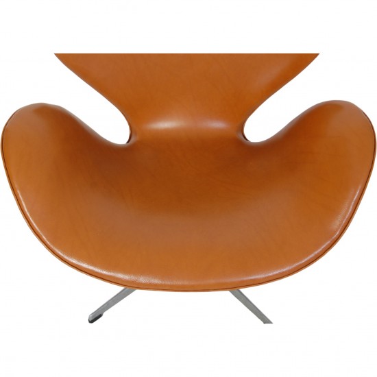 Arne Jacobsen vintage cognac Svane stol 1960'erne