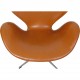 Arne Jacobsen vintage cognac Svane stol 1960'erne