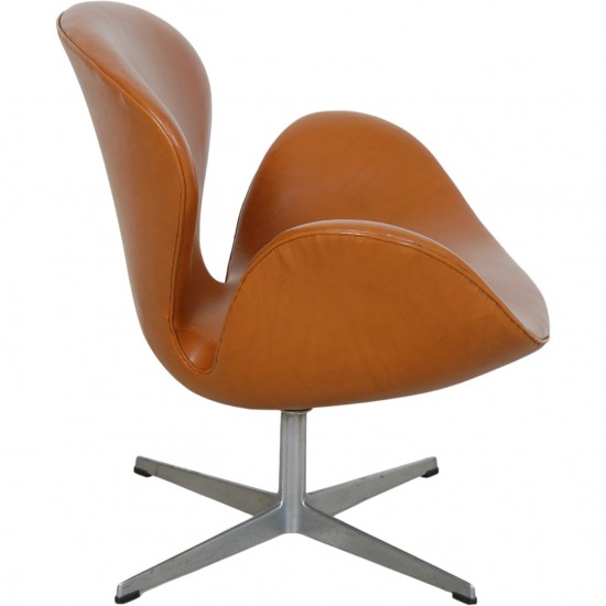 Arne Jacobsen vintage cognac Svane stol 1960'erne