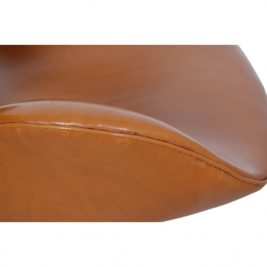 Arne Jacobsen vintage cognac Svane stol 1960'erne