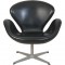 Arne Jacobsen Svane stol i sort læder 1980'erne