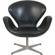 Arne Jacobsen Svane stol i sort læder 1980'erne