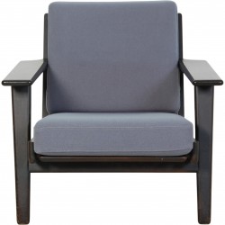 Hans Wegner sort GE290 stol i blåt stof 1990'erne