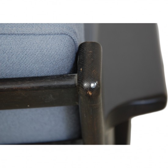 Hans Wegner sort GE290 stol i blåt stof 1990'erne