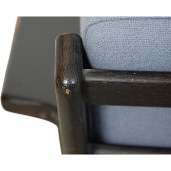 Hans Wegner sort GE290 stol i blåt stof 1990'erne