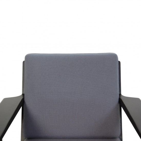 Hans Wegner sort GE290 stol i blåt stof 1990'erne