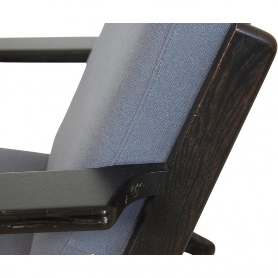 Hans Wegner sort GE290 stol i blåt stof 1990'erne