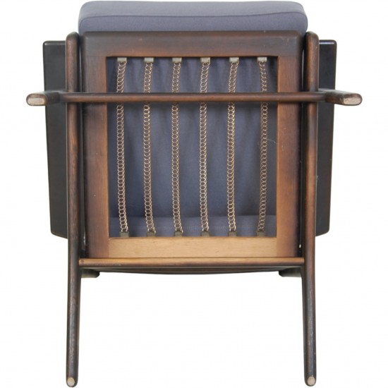 Hans Wegner sort GE290 stol i blåt stof 1990'erne