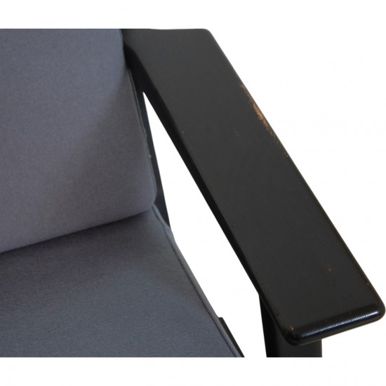 Hans Wegner sort GE290 stol i blåt stof 1990'erne