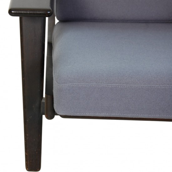 Hans Wegner sort GE290 stol i blåt stof 1990'erne