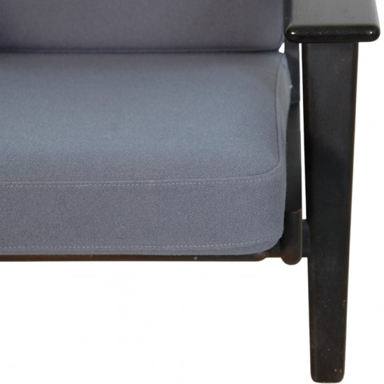 Hans Wegner sort GE290 stol i blåt stof 1990'erne