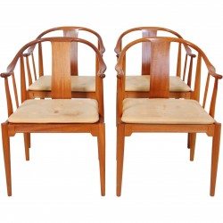 Sæt af 4 Hans Wegner Kina stole i mahogni 1985