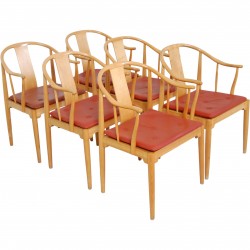 Sæt af 6 Hans Wegner Kina stole i kirsebærtræ 1990