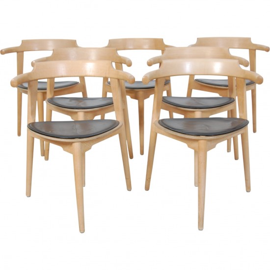 Sæt af 7 Hans Wegner PP583 stole i ask 1990'erne