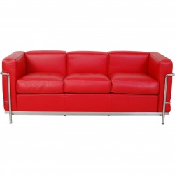 Le Corbusier LC2 3.personers sofa i rødt læder 2010'erne