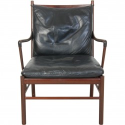 Ole Wanscher Colonial chair in mahogany and black leather 1980s