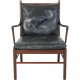 Ole Wanscher Colonial chair in mahogany and black leather 1980s