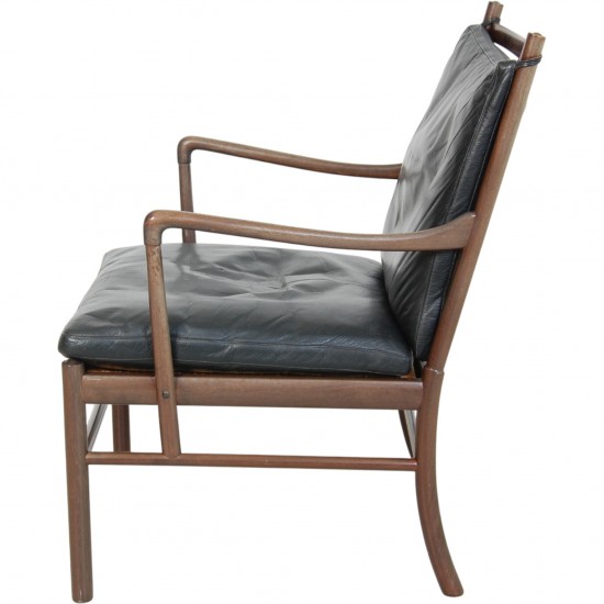 Ole Wanscher Colonial chair in mahogany and black leather 1980s