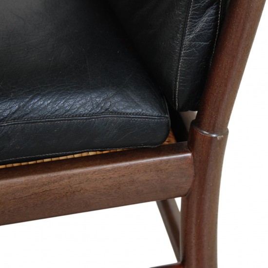 Ole Wanscher Colonial chair in mahogany and black leather 1980s