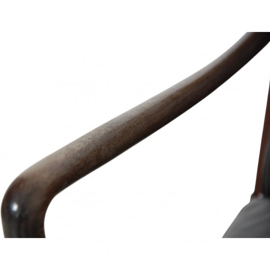 Ole Wanscher Colonial chair in mahogany and black leather 1980s