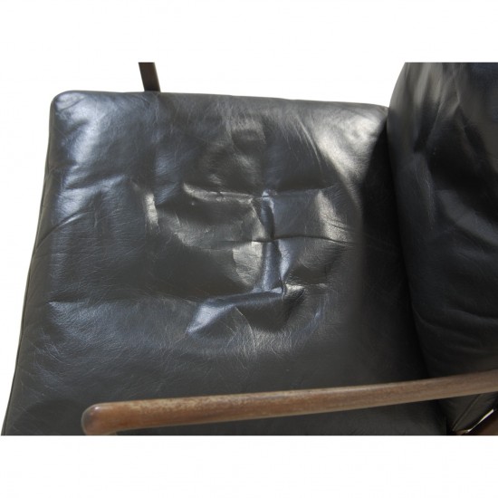 Ole Wanscher Colonial chair in mahogany and black leather 1980s