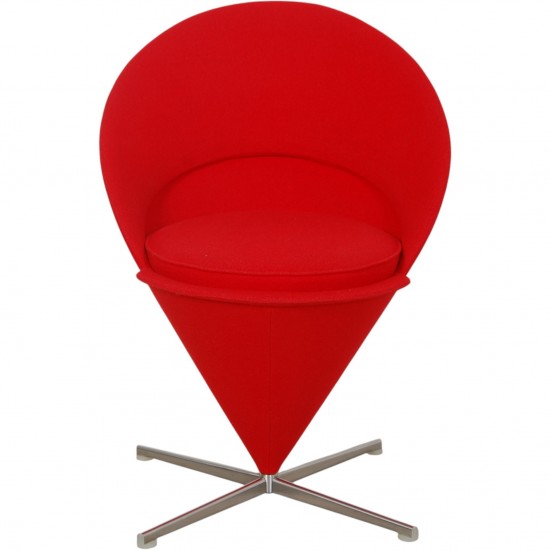 Verner Panton Cone chair i rød Hallingdal stof 2010'erne