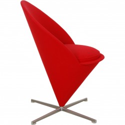 Verner Panton Cone chair i rød Hallingdal stof 2010'erne