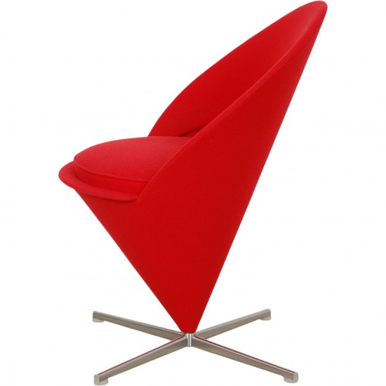 Verner Panton Cone chair i rød Hallingdal stof 2010'erne