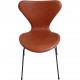 Set of 6 Arne Jacobsen seven chairs in brandy leather and black legs